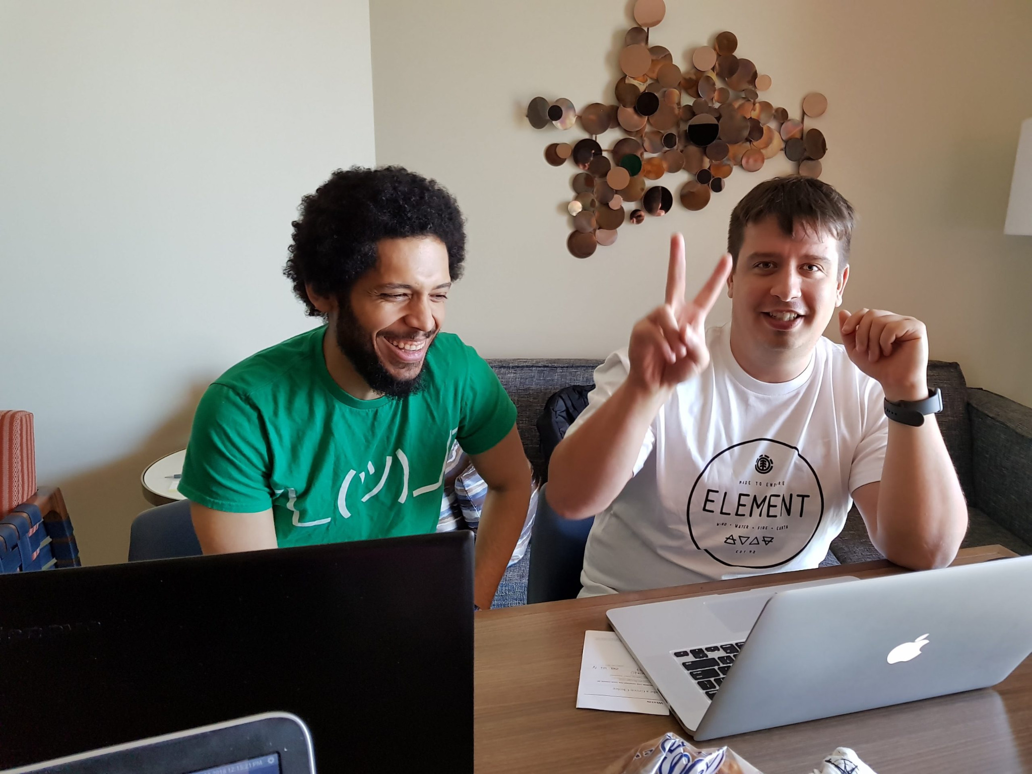The Bixlabs CTO with someone from the Theta Lake team, in Uruguay in 2018